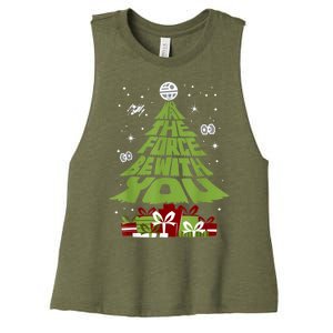 May The Forth Be With You Christmas Tree Women's Racerback Cropped Tank