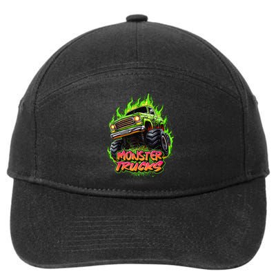 Monster Truck For Kids Monster Truck Vintage Retro 7-Panel Snapback Hat