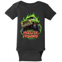 Monster Truck For Kids Monster Truck Vintage Retro Baby Bodysuit