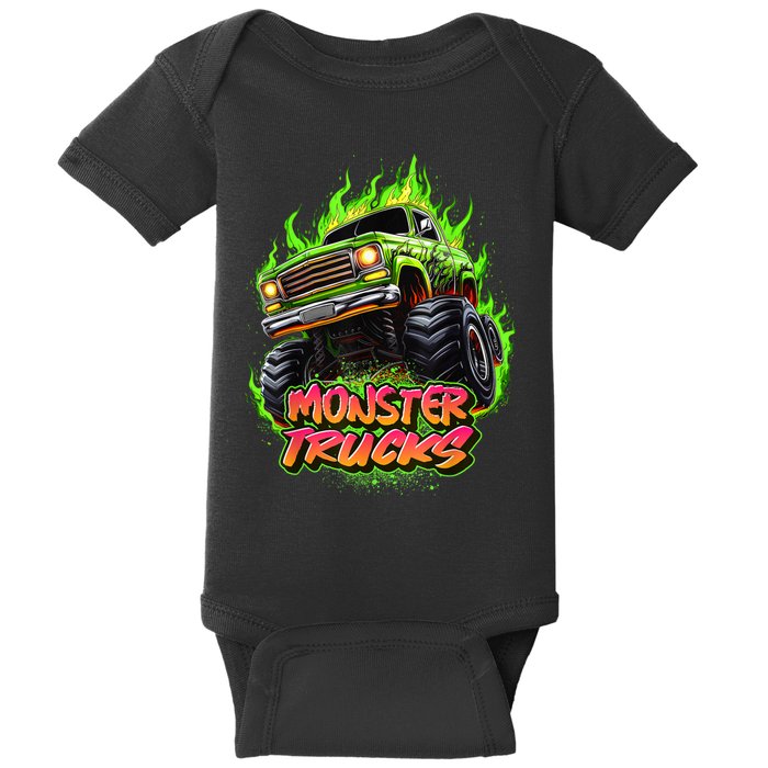 Monster Truck For Kids Monster Truck Vintage Retro Baby Bodysuit