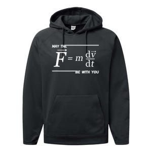 May The (F=m*dv/dt) Be With You Funny Gift For Physics Science Performance Fleece Hoodie