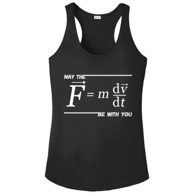 May The (F=m*dv/dt) Be With You Funny Gift For Physics Science Ladies PosiCharge Competitor Racerback Tank