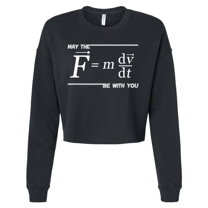 May The (F=m*dv/dt) Be With You Funny Gift For Physics Science Cropped Pullover Crew