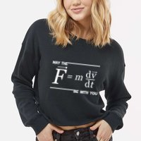 May The (F=m*dv/dt) Be With You Funny Gift For Physics Science Cropped Pullover Crew