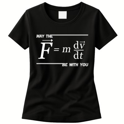 May The (F=m*dv/dt) Be With You Funny Gift For Physics Science Womens T-Shirt