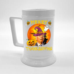 Merry Thanksgiving Funny Joe Biden Confused Hippie Halloween Beer Stein