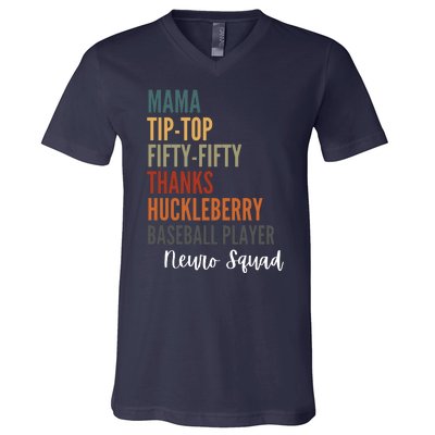 Mama Tiptop Fiftyfifty Thanks Huckleberry Baseball Player Neuro Squad V-Neck T-Shirt