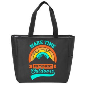 Make Time Foe The Great Outdoors Retro Camping For Camper Zip Tote Bag