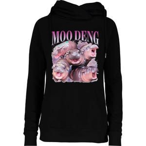 Moodeng The Famous Baby Pigmy Hippo Moodeng Gift Womens Funnel Neck Pullover Hood