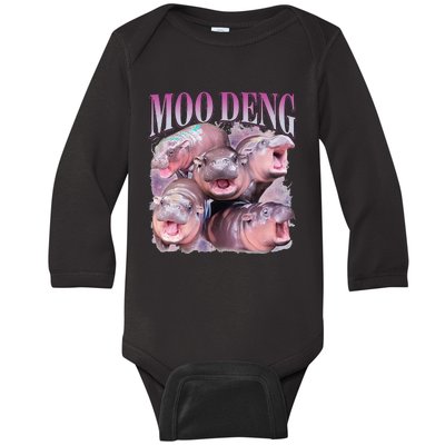 Moodeng The Famous Baby Pigmy Hippo Moodeng Gift Baby Long Sleeve Bodysuit