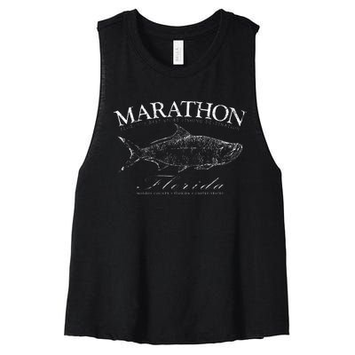 Marathon Tarpon Fishing In Monroe County Florida Keys Women's Racerback Cropped Tank