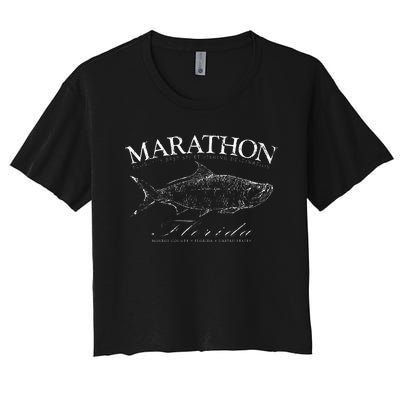 Marathon Tarpon Fishing In Monroe County Florida Keys Women's Crop Top Tee