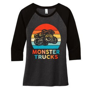 Monster Truck For & Adults Women's Tri-Blend 3/4-Sleeve Raglan Shirt