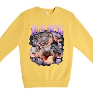 Moodeng The Famous Baby Pigmy Hippo Moodeng Funny Crew Premium Crewneck Sweatshirt