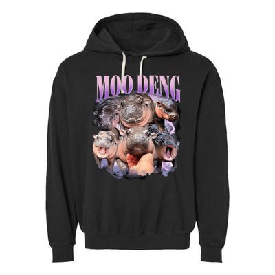 Moodeng The Famous Baby Pigmy Hippo Moodeng Funny Crew Garment-Dyed Fleece Hoodie