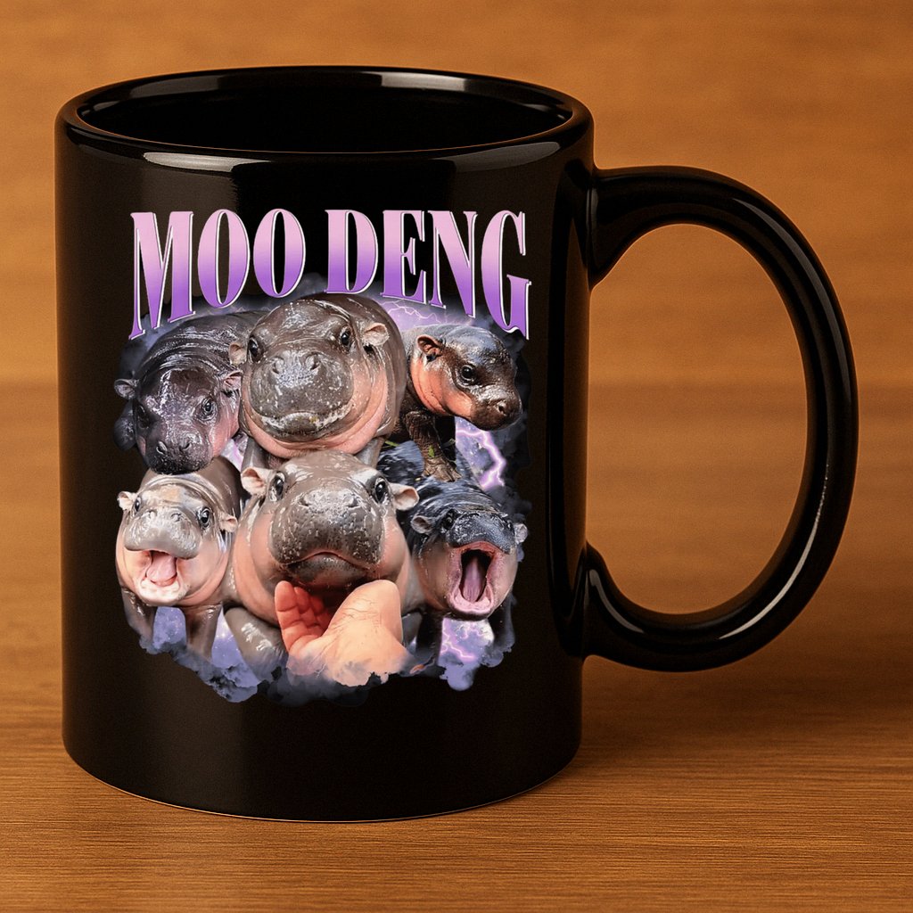 Moodeng The Famous Baby Pigmy Hippo Moodeng Funny Crew 11oz C Handle Ceramic Mug