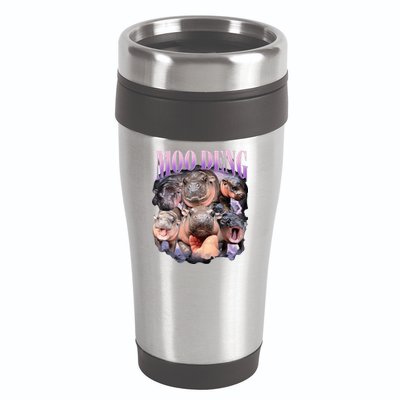 Moodeng The Famous Baby Pigmy Hippo Moodeng Funny Crew 16oz Travel Tumbler