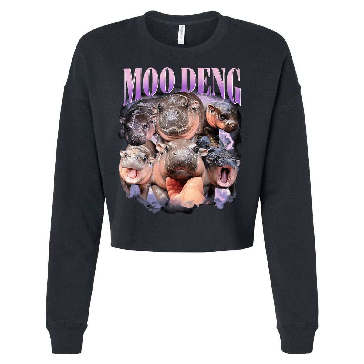 Moodeng The Famous Baby Pigmy Hippo Moodeng Funny Crew Cropped Pullover Crew