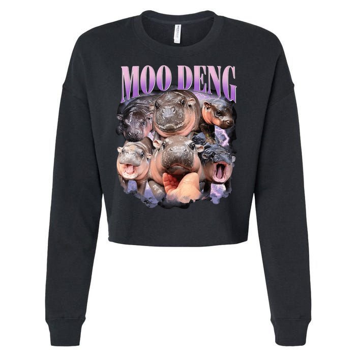 Moodeng The Famous Baby Pigmy Hippo Moodeng Funny Crew Cropped Pullover Crew