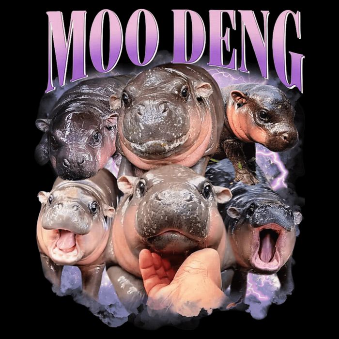 Moodeng The Famous Baby Pigmy Hippo Moodeng Funny Crew Cropped Pullover Crew