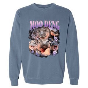 Moodeng The Famous Baby Pigmy Hippo Moodeng Funny Crew Garment-Dyed Sweatshirt