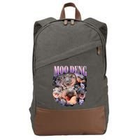 Moodeng The Famous Baby Pigmy Hippo Moodeng Funny Crew Cotton Canvas Backpack