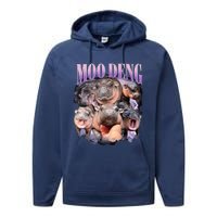 Moodeng The Famous Baby Pigmy Hippo Moodeng Funny Crew Performance Fleece Hoodie