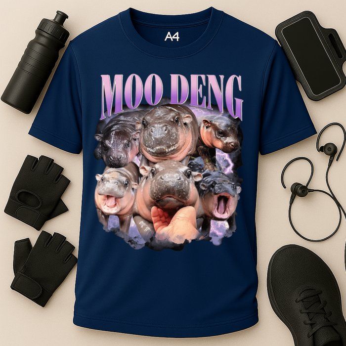 Moodeng The Famous Baby Pigmy Hippo Moodeng Funny Crew Performance Shirt