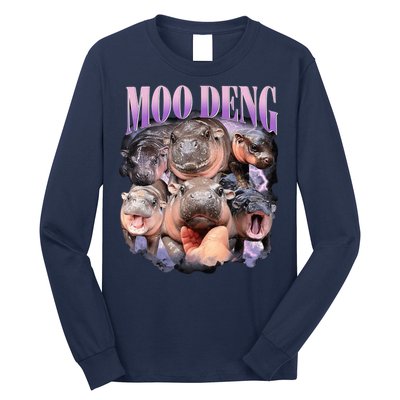 Moodeng The Famous Baby Pigmy Hippo Moodeng Funny Crew Long Sleeve Shirt