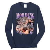 Moodeng The Famous Baby Pigmy Hippo Moodeng Funny Crew Long Sleeve Shirt