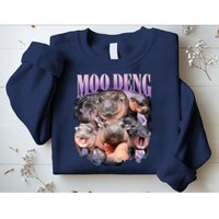 Moodeng The Famous Baby Pigmy Hippo Moodeng Funny Crew Sweatshirt
