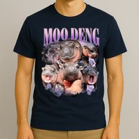 Moodeng The Famous Baby Pigmy Hippo Moodeng Funny Crew T-Shirt