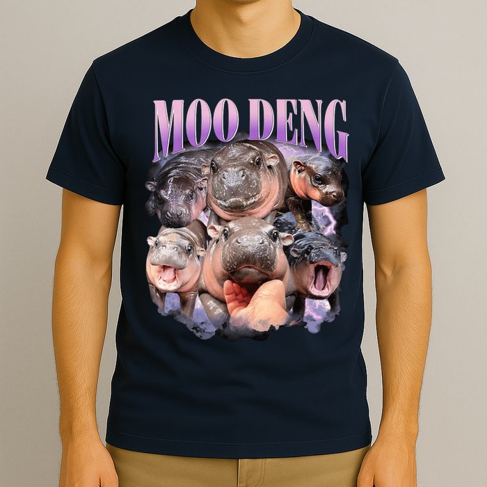 Moodeng The Famous Baby Pigmy Hippo Moodeng Funny Crew T-Shirt