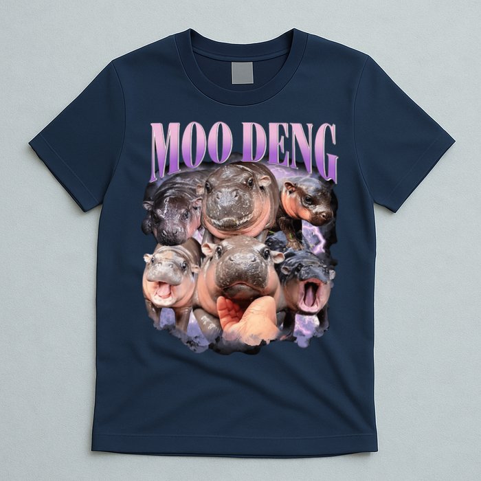 Moodeng The Famous Baby Pigmy Hippo Moodeng Funny Crew T-Shirt