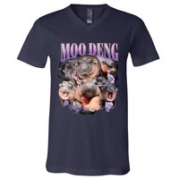 Moodeng The Famous Baby Pigmy Hippo Moodeng Funny Crew V-Neck T-Shirt