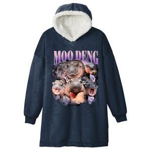 Moodeng The Famous Baby Pigmy Hippo Moodeng Funny Crew Hooded Wearable Blanket