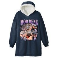 Moodeng The Famous Baby Pigmy Hippo Moodeng Funny Crew Hooded Wearable Blanket