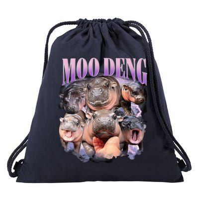 Moodeng The Famous Baby Pigmy Hippo Moodeng Funny Crew Drawstring Bag