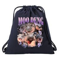 Moodeng The Famous Baby Pigmy Hippo Moodeng Funny Crew Drawstring Bag