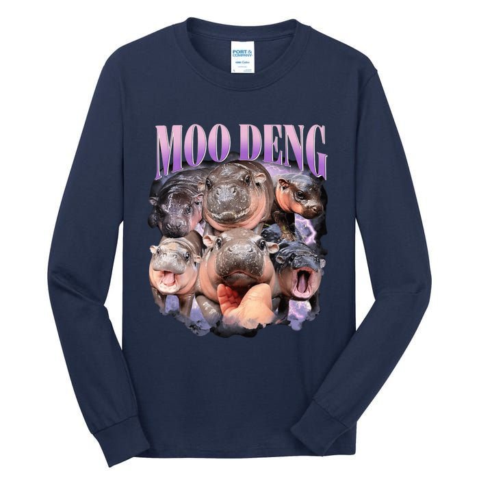 Moodeng The Famous Baby Pigmy Hippo Moodeng Funny Crew Tall Long Sleeve T-Shirt