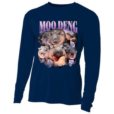 Moodeng The Famous Baby Pigmy Hippo Moodeng Funny Crew Cooling Performance Long Sleeve Crew