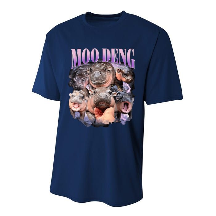 Moodeng The Famous Baby Pigmy Hippo Moodeng Funny Crew Performance Sprint T-Shirt