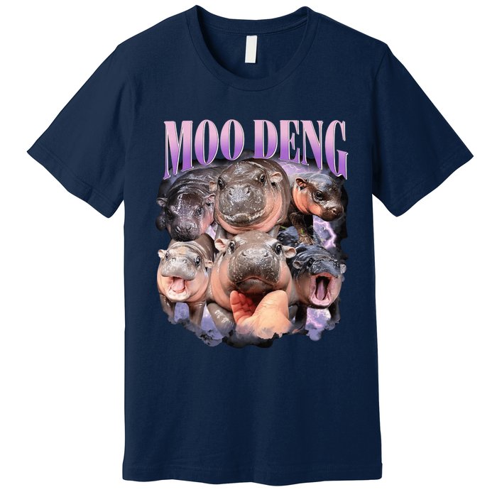 Moodeng The Famous Baby Pigmy Hippo Moodeng Funny Crew Premium T-Shirt