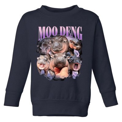Moodeng The Famous Baby Pigmy Hippo Moodeng Funny Crew Toddler Sweatshirt