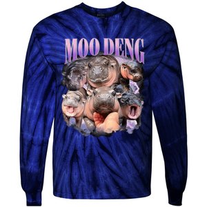 Moodeng The Famous Baby Pigmy Hippo Moodeng Funny Crew Tie-Dye Long Sleeve Shirt