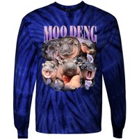 Moodeng The Famous Baby Pigmy Hippo Moodeng Funny Crew Tie-Dye Long Sleeve Shirt