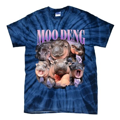 Moodeng The Famous Baby Pigmy Hippo Moodeng Funny Crew Tie-Dye T-Shirt