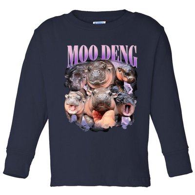 Moodeng The Famous Baby Pigmy Hippo Moodeng Funny Crew Toddler Long Sleeve Shirt