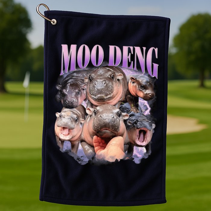 Moodeng The Famous Baby Pigmy Hippo Moodeng Funny Crew Golf Towel