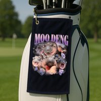Moodeng The Famous Baby Pigmy Hippo Moodeng Funny Crew Golf Towel